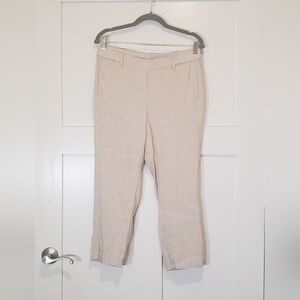 J. Jill Linen Stretch Cropped Pants Midrise Neutral Oatmeal Size MP
